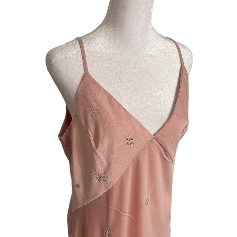 A New Day Dusty Pink Lightweight Deep V-Neck Midi Slip Dress Women Size XL - Picture 4 of 15